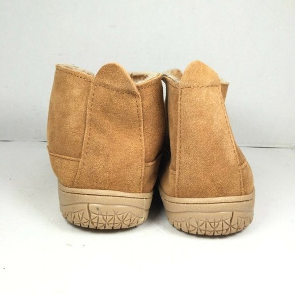 Guide Gear Men's Leather Bootie Slippers Faux Fur Lined Size 8 Brown - Picture 4 of 9